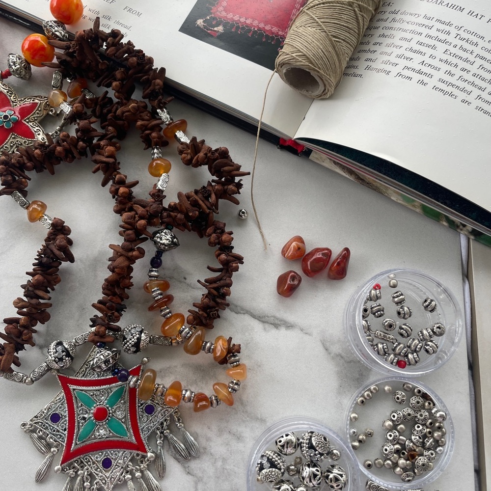 Bohemian Boho Bedouin Inspired Clove handmade Beaded Necklace